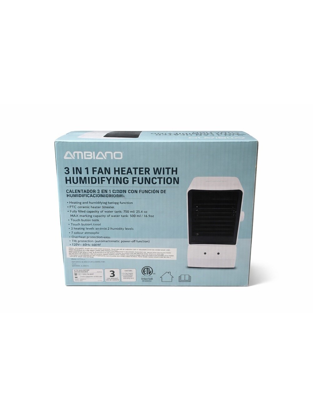 Ambiano 3-in-1 Heater Fan Humidifier Warm Air Portable Compact Home Unit